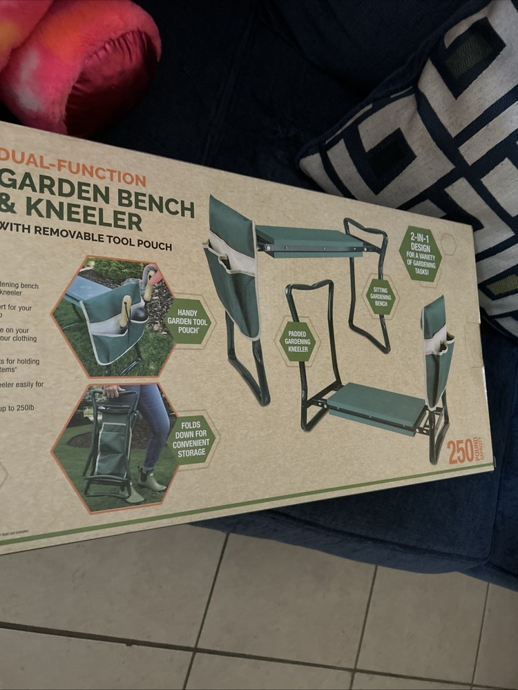 Torelli Dual Function Folding Garden Bench & Kneeler with Removable Tool Pouch