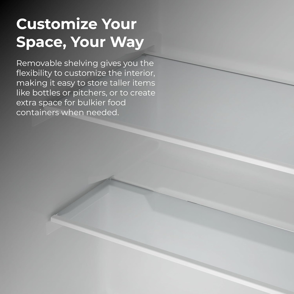 18" Compact Refrigerator with Chiller Compartment - Reversible Door, Adjustable