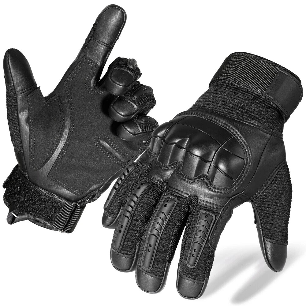 Leather Motorcycle Racing Full Finger Touch Screen Protective Gloves for Men