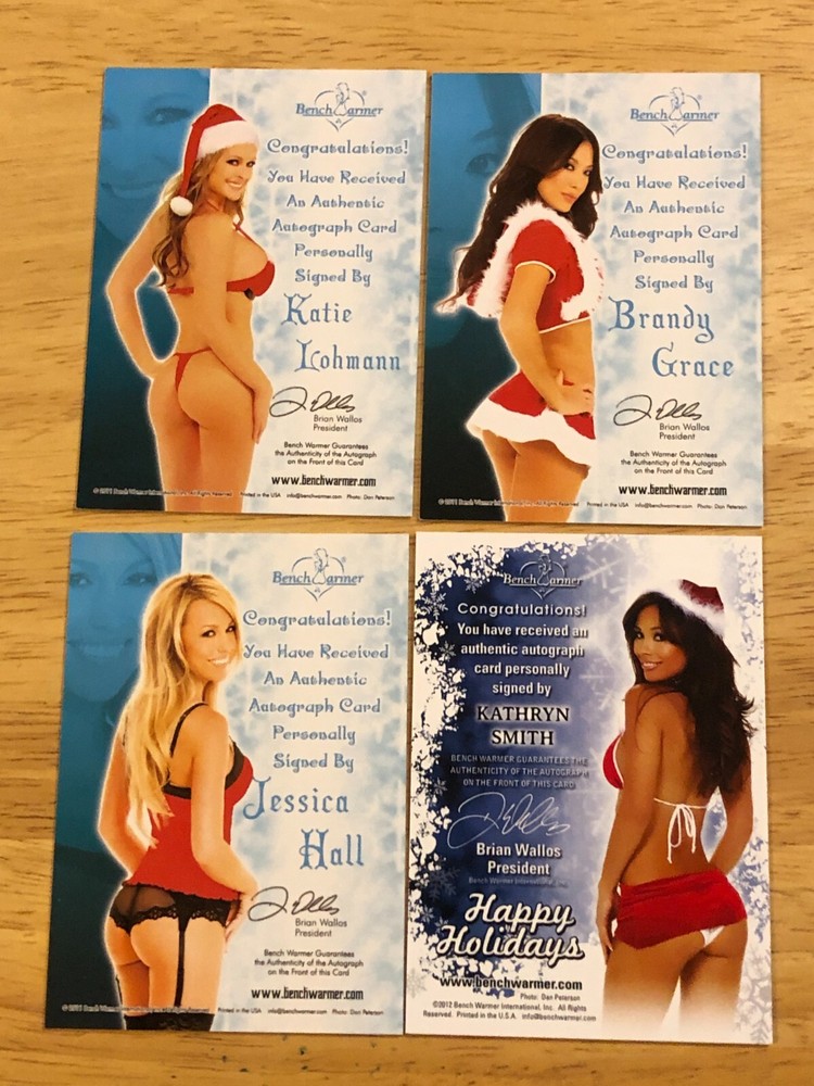 Four Cards, Happy Holidays, Benchwarmer, Authentic Autograph Cards,