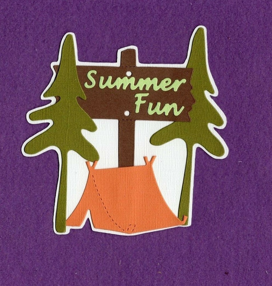 SUMMER FUN camping  title die cuts scrapbook cards