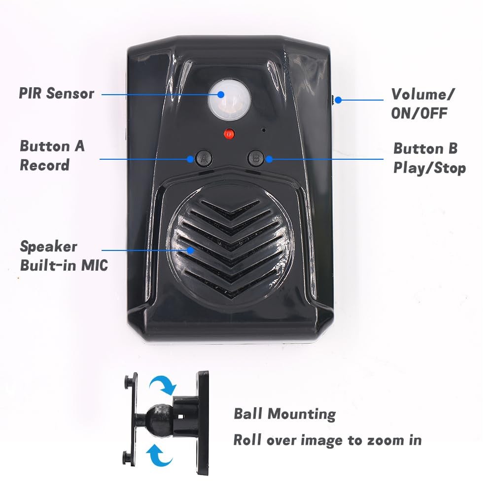 Infrared Motion Sensor Activated Sound Speaker Built with Microphone Recordable