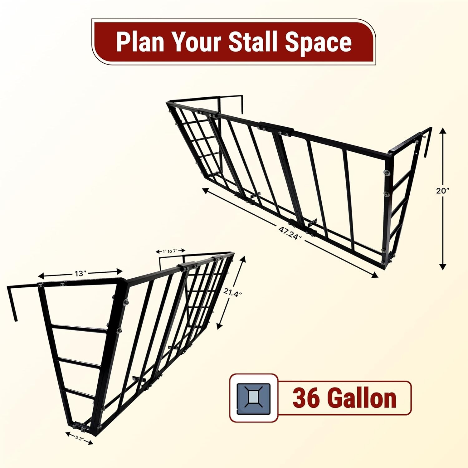 Hay Feeder Wall Mount – 36 Gallon – Heavy-Duty Steel Horse Hay Feeders