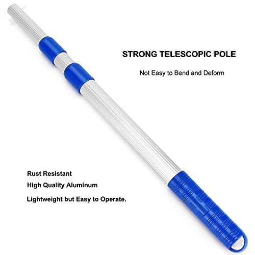 Pool Skimmer Net with Adjustable 17-40" Telescopic Pole - Fine Mesh Net - Leaf