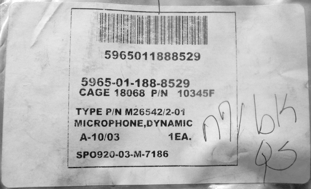 AIRCRAFT C5 V22A 10345F ASTROCOM ELECTROICS HEAD SET DYNAMIC MICROPHONE 4/6 OHM