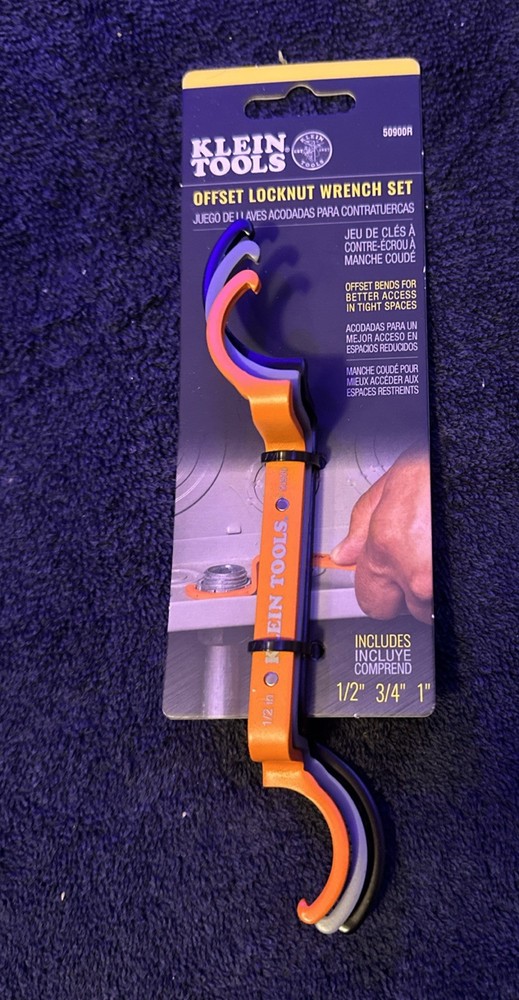 Klein Tools Offset Locknut Wrench Set 3pcs 50900R New