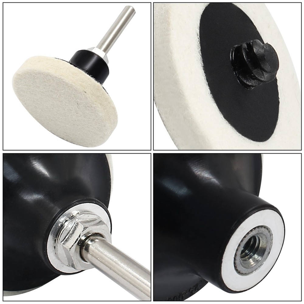 10 Pcs 2 Inch Compressed Wool Polishing Buffing Pads with Disc Pad Holder