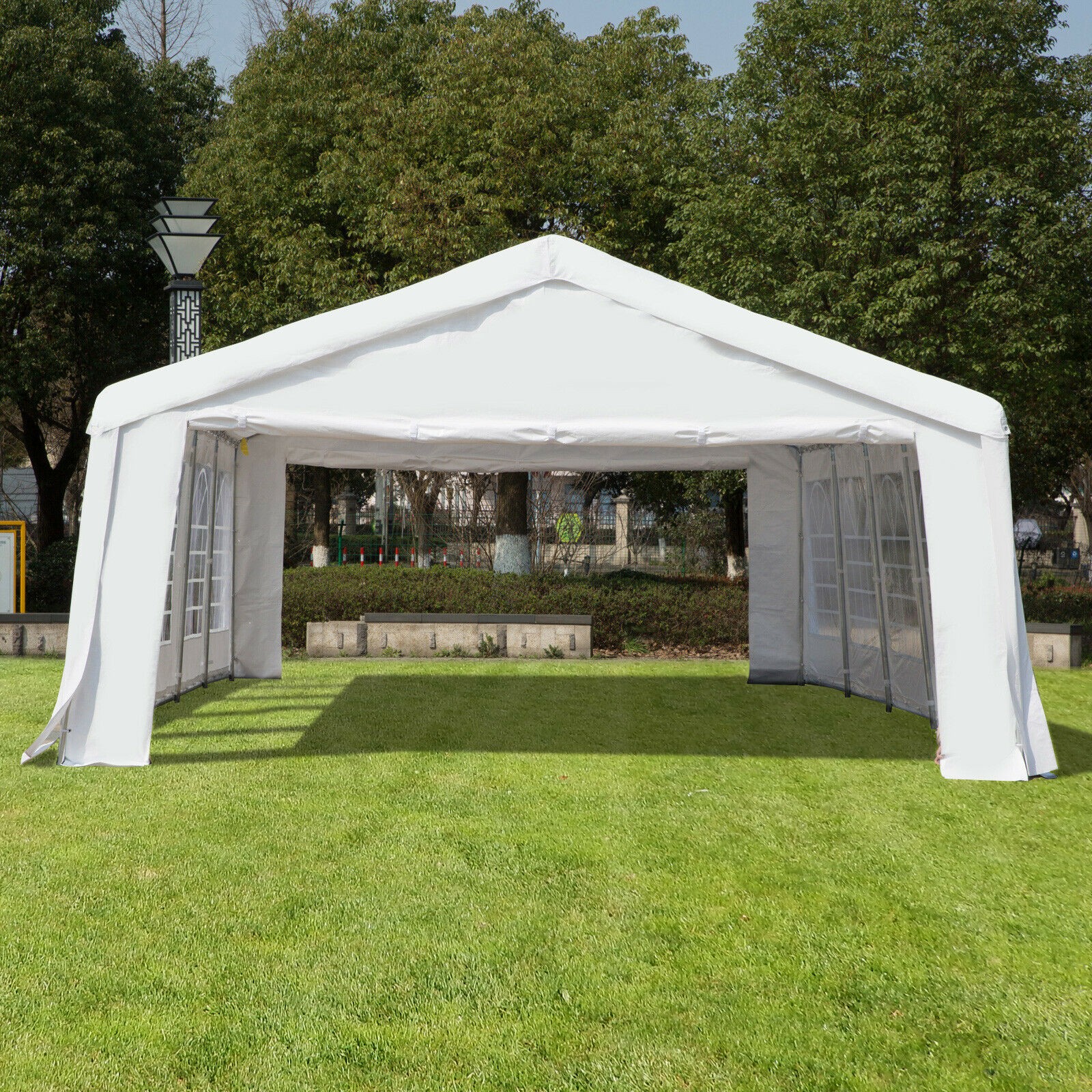 32'x16' Large Outdoor Carport Canopy Heavy Duty Party Tent with Sidewalls White