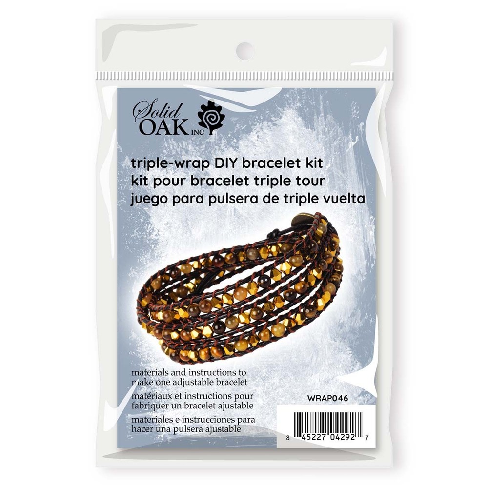 Solid Oak Golden Tiger Beaded Wrap Bracelet Beading Kit