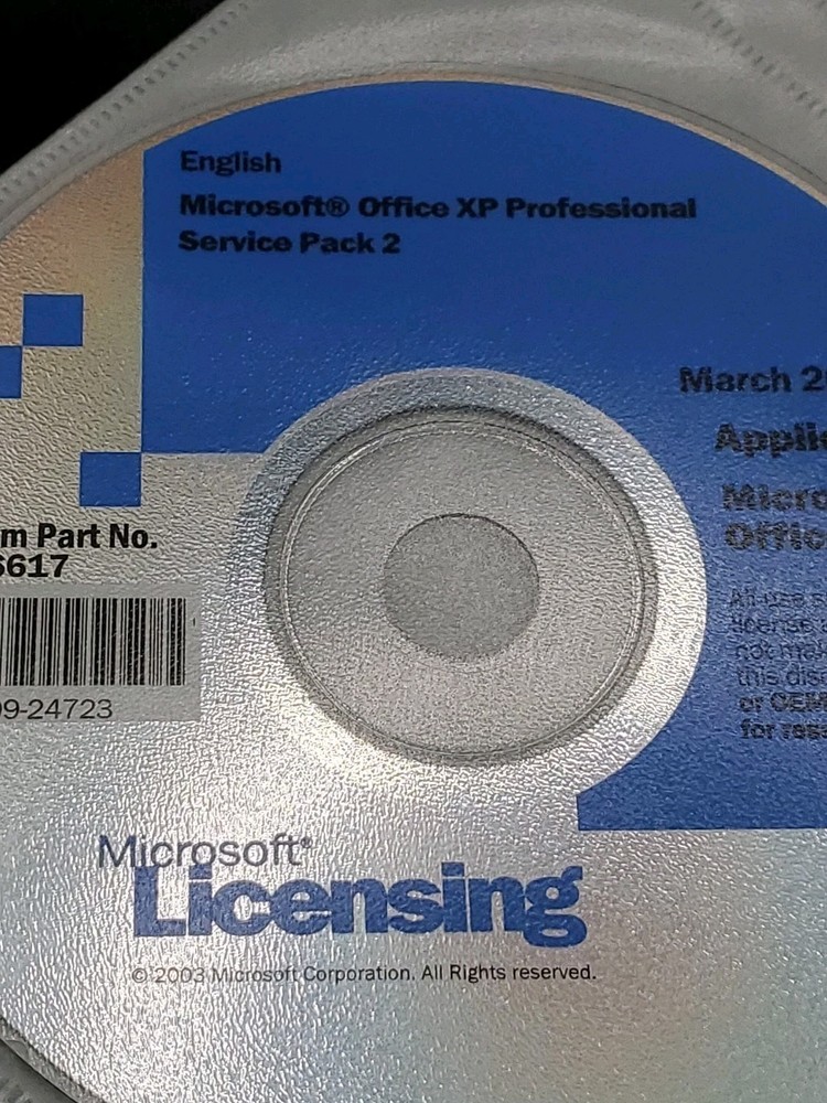 Microsoft Licensing March 2003 Office XP Professional PC Software