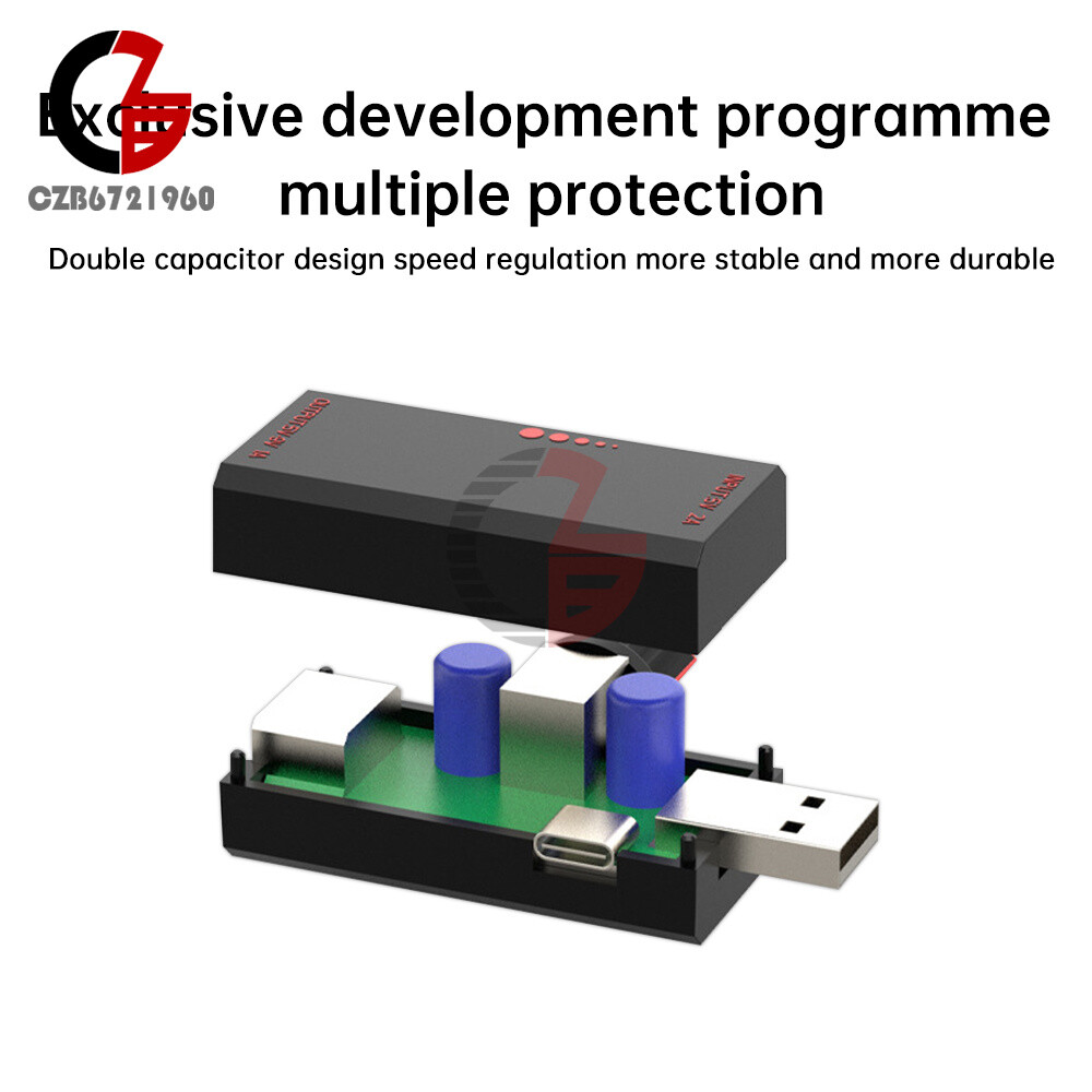 5W DC5V 2A Fan Controller Stepless Speed Control w/ Switch USB Protection Type-C