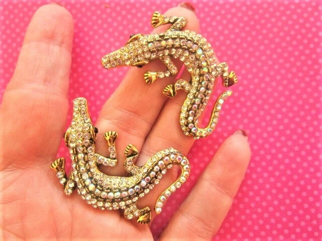 Alligator crystal chunky earrings
