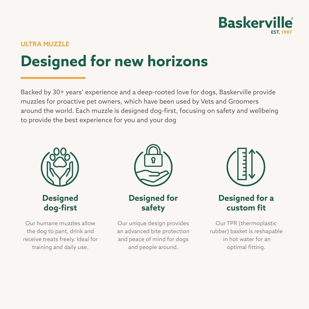 BASKERVILLE Size 5 Dog Muzzle - Humane, Lightweight & Adjustable for Large Dogs