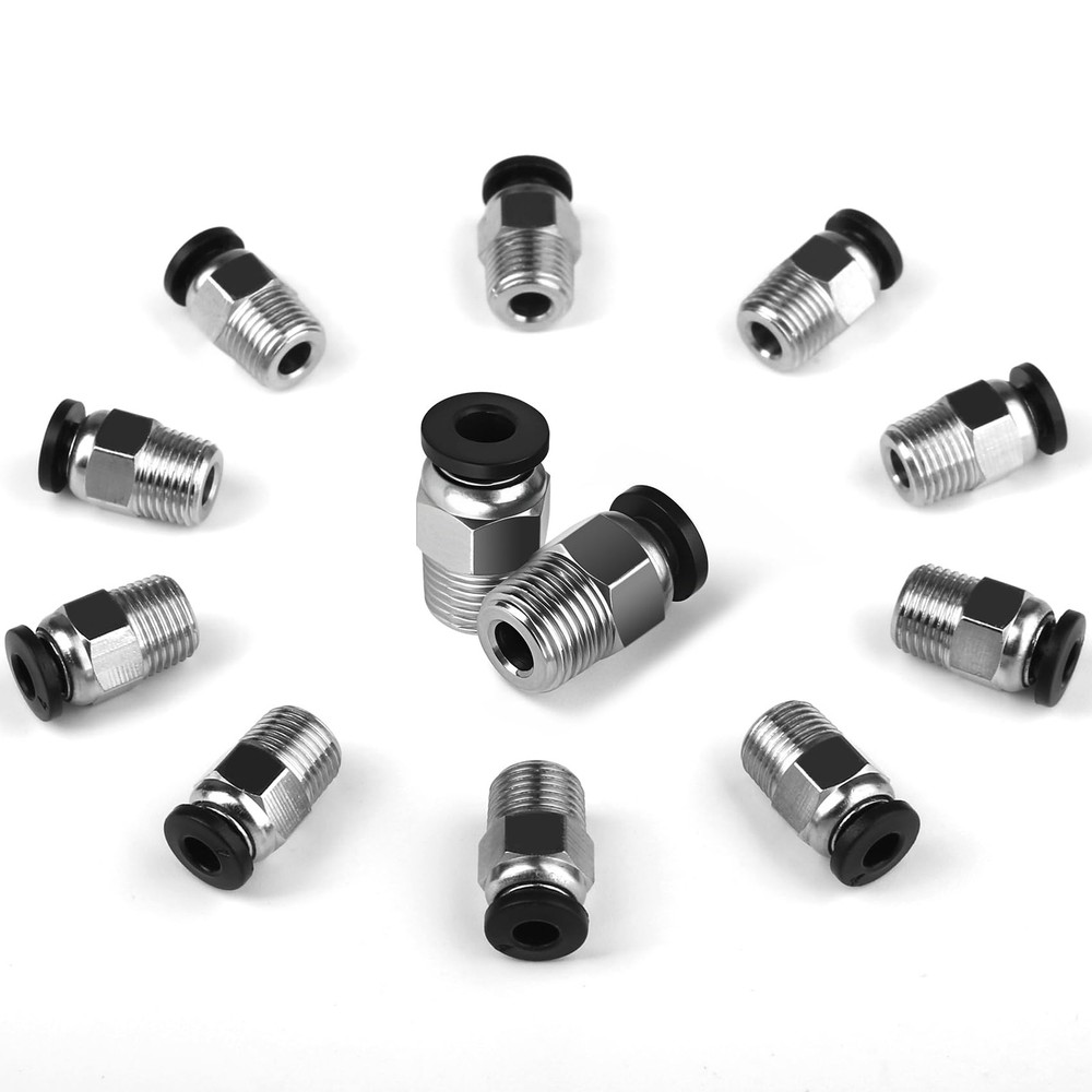 StLiSuYmx 10PCS Premium PC4-M10 Pneumatic Quick Connector 4mm, Silver