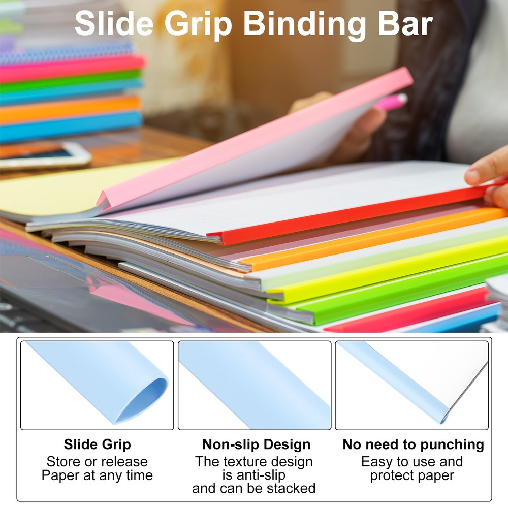 20Pcs 13x8mm Binding Bars, 50 Sheets Capacity, Blue