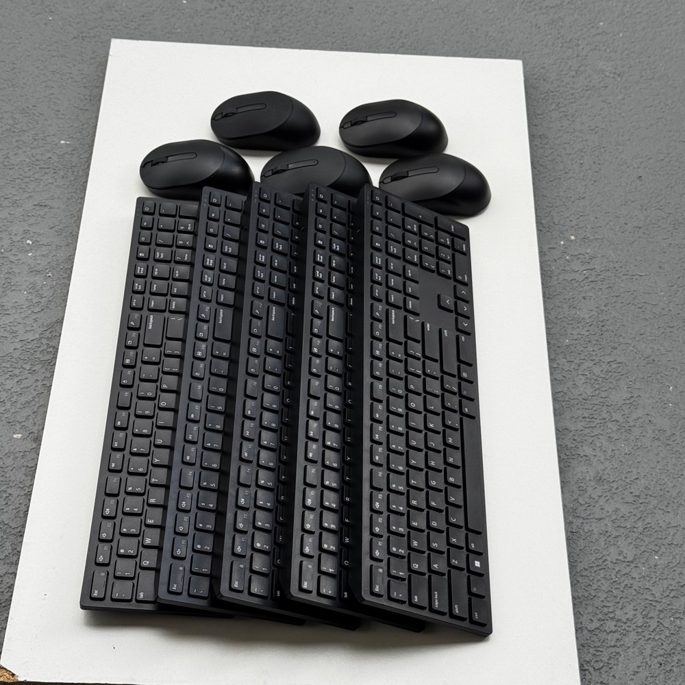 5PCS Dell KM5221W Wireless Combo Keyboard & Mouse BLACK