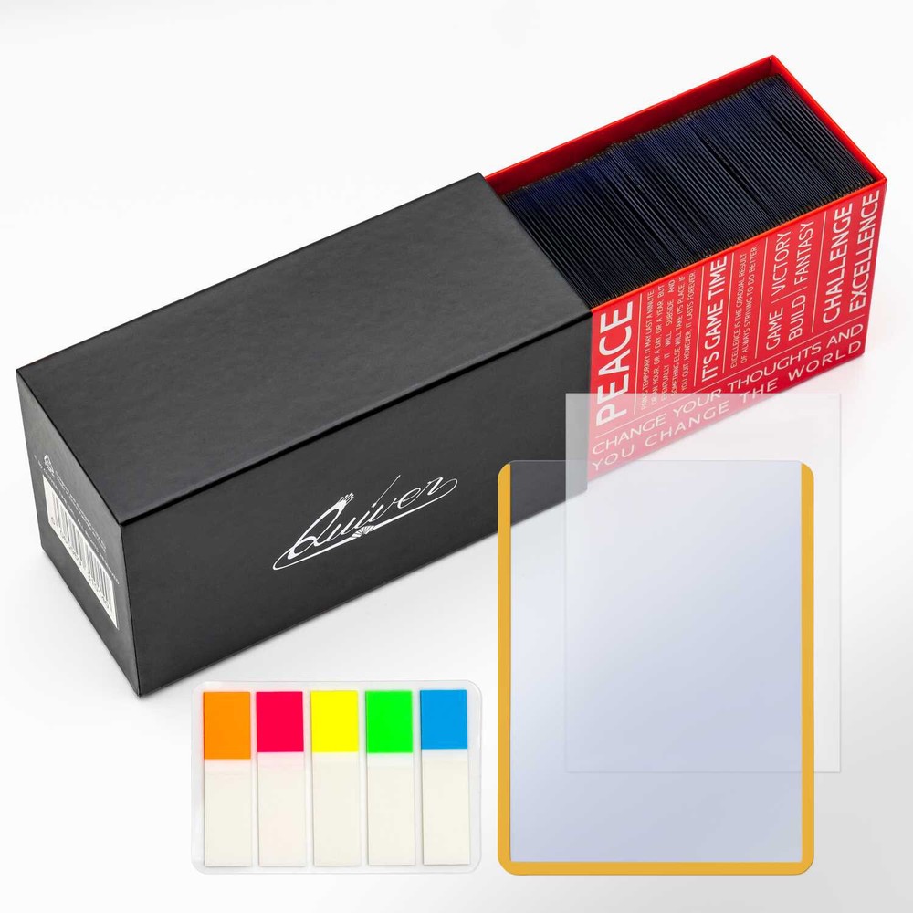 Quiver 100 Count Top Loader for Cards + 100 Soft Card Sleeves + 100 Pull-Tabs
