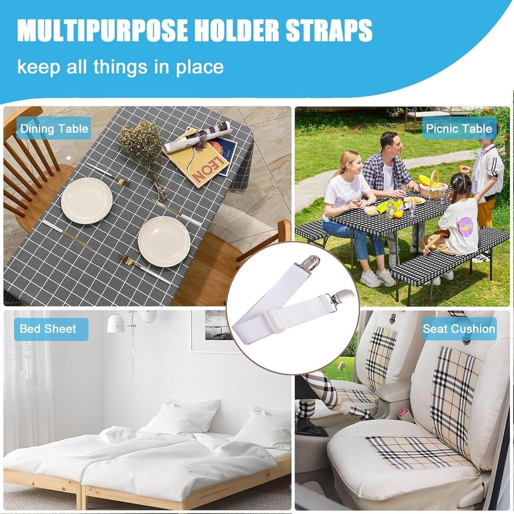 Table Cloth Holder Clips Hidden Strap 5 Pack Adjustable Elasticity Picnic