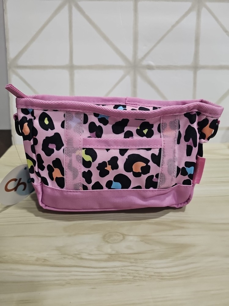 Choco Mocha Kids Pink Leopard Flat Purse With Removeable Strap Zip Closure