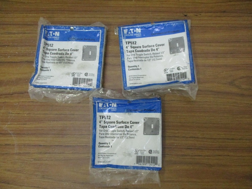 *Three* EATON TP512 4" Square Surface Covers *NOS*