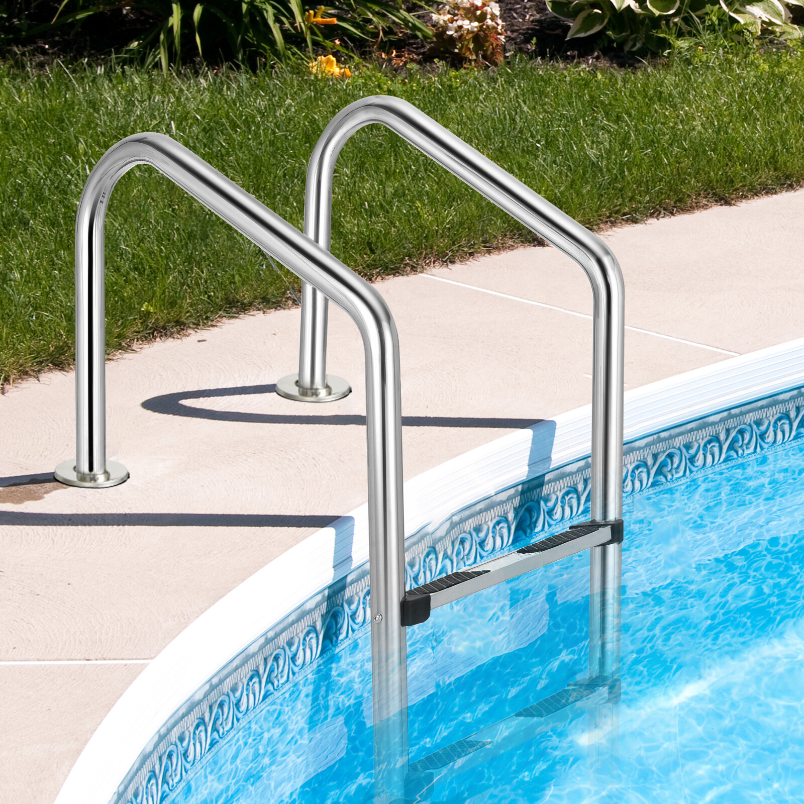 Costway Stainless Steel 3-Step Swimming Pool Ladder In-Ground w/ Anti-Slip Step