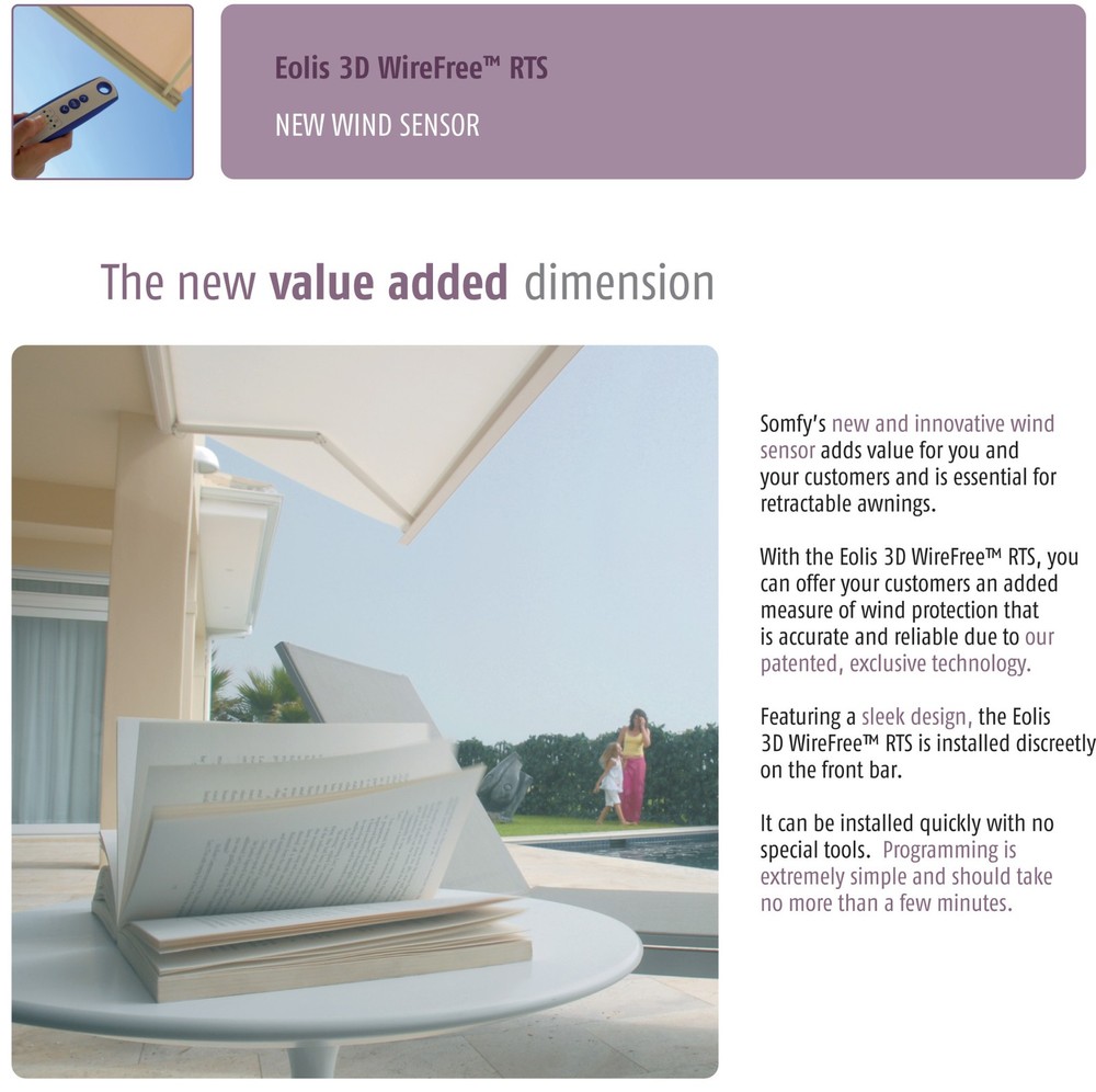 Sunsetter Awning Somfy RTS Wind Sensor {NEW}