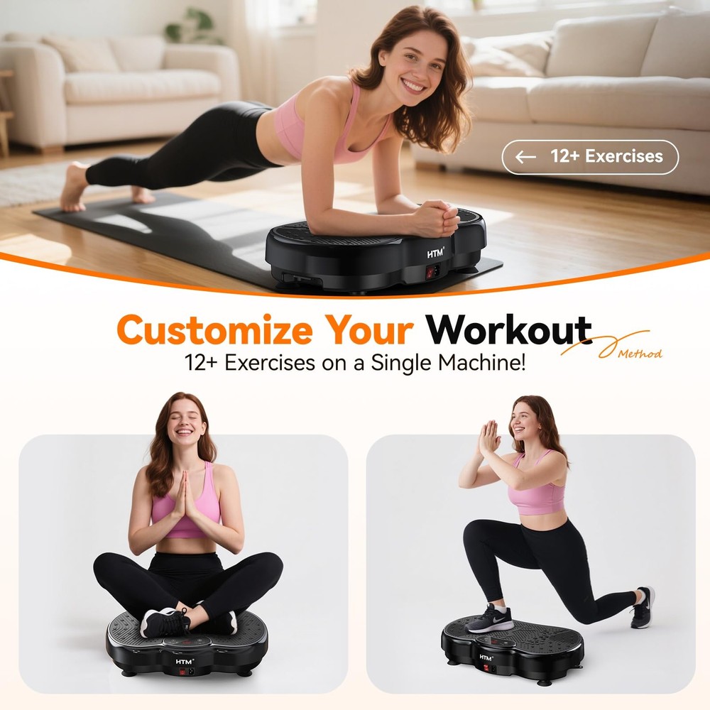 HTM Vibration Plate Exercise Machine - 300 lbs Weight Capacity, 120 Speed Lev...