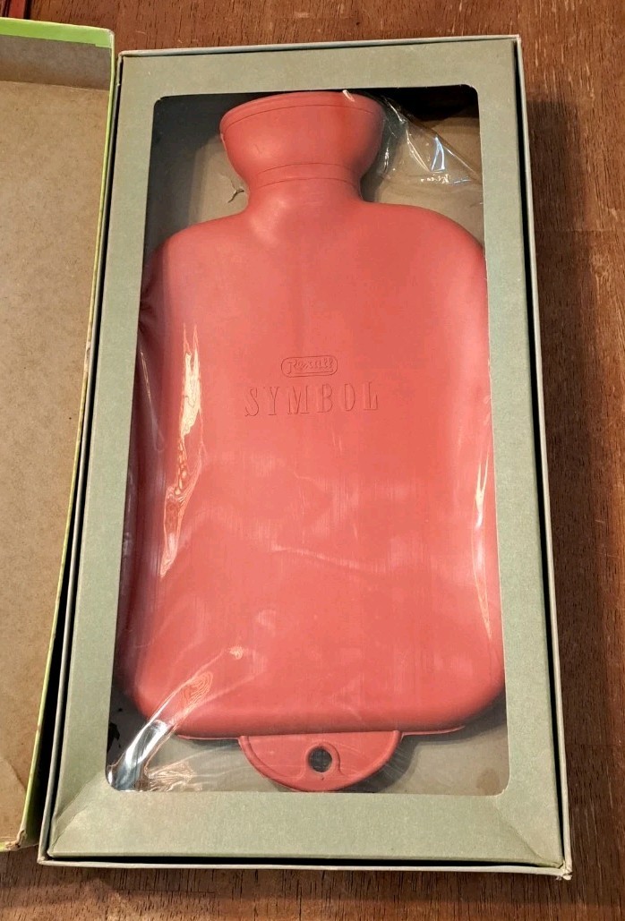 Vintage Rexall Symbol Red Rubber Water Bottle in Box