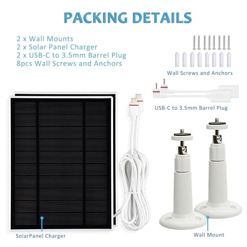Solar Panel Charger Compatible with Ring Stick Up Cam/Pro,Ring Spotlight 2 Pack