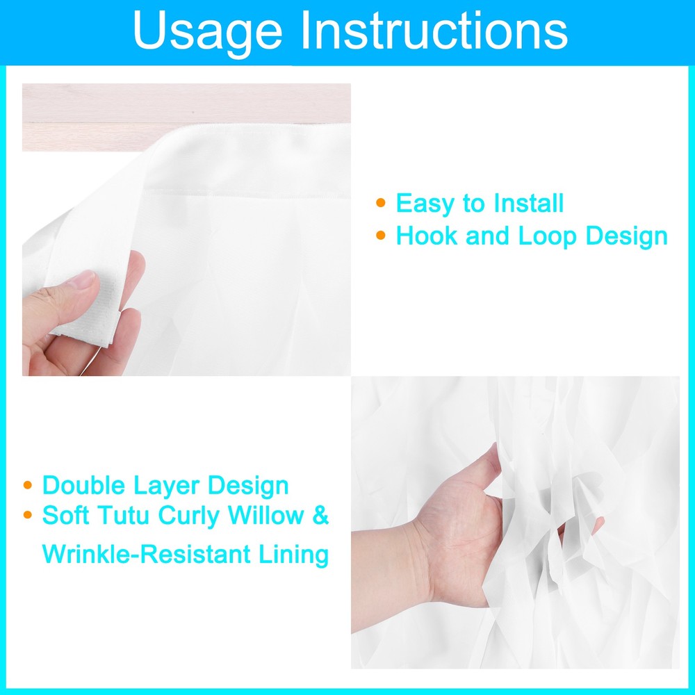 14ft White Tutu Tulle Table Skirt for Rectangle Tables
