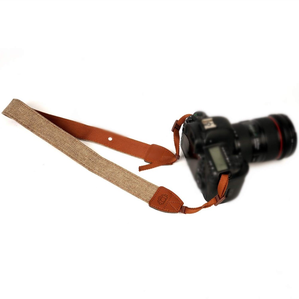 WANBY Camera Strap Brown Canvas Neck Shoulder with Quick Brown,