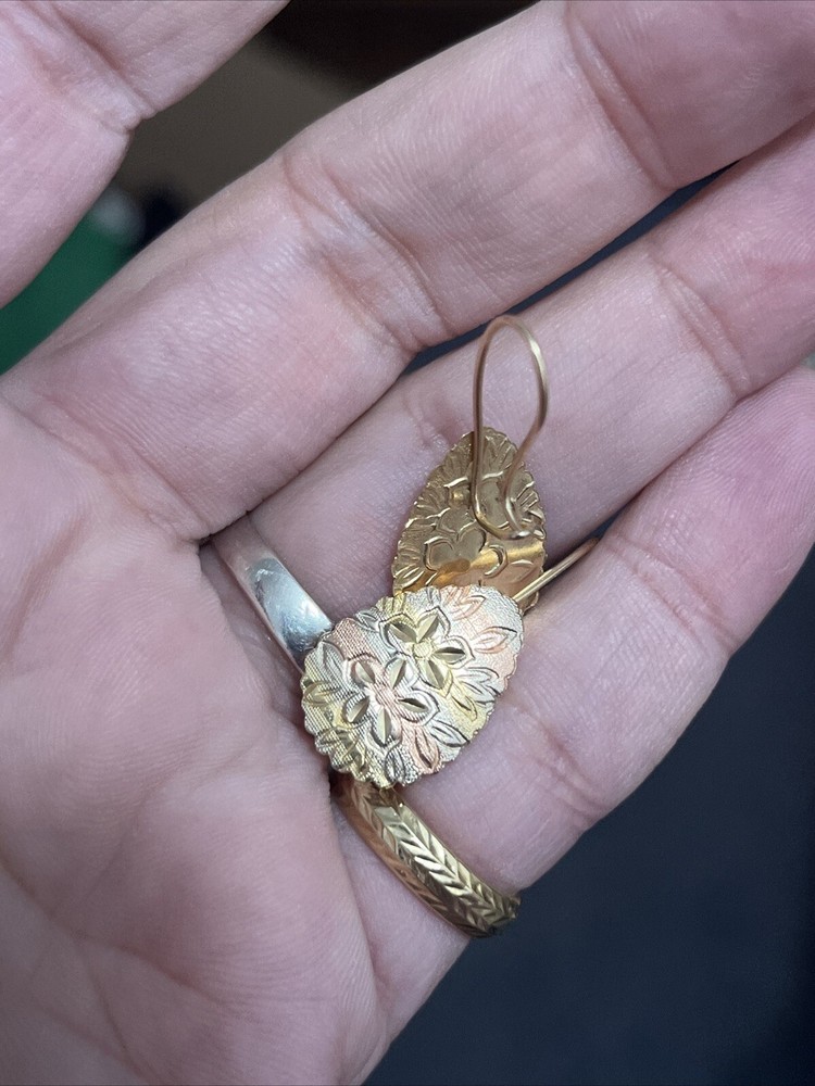 14k Tri-color Gold Earrings
