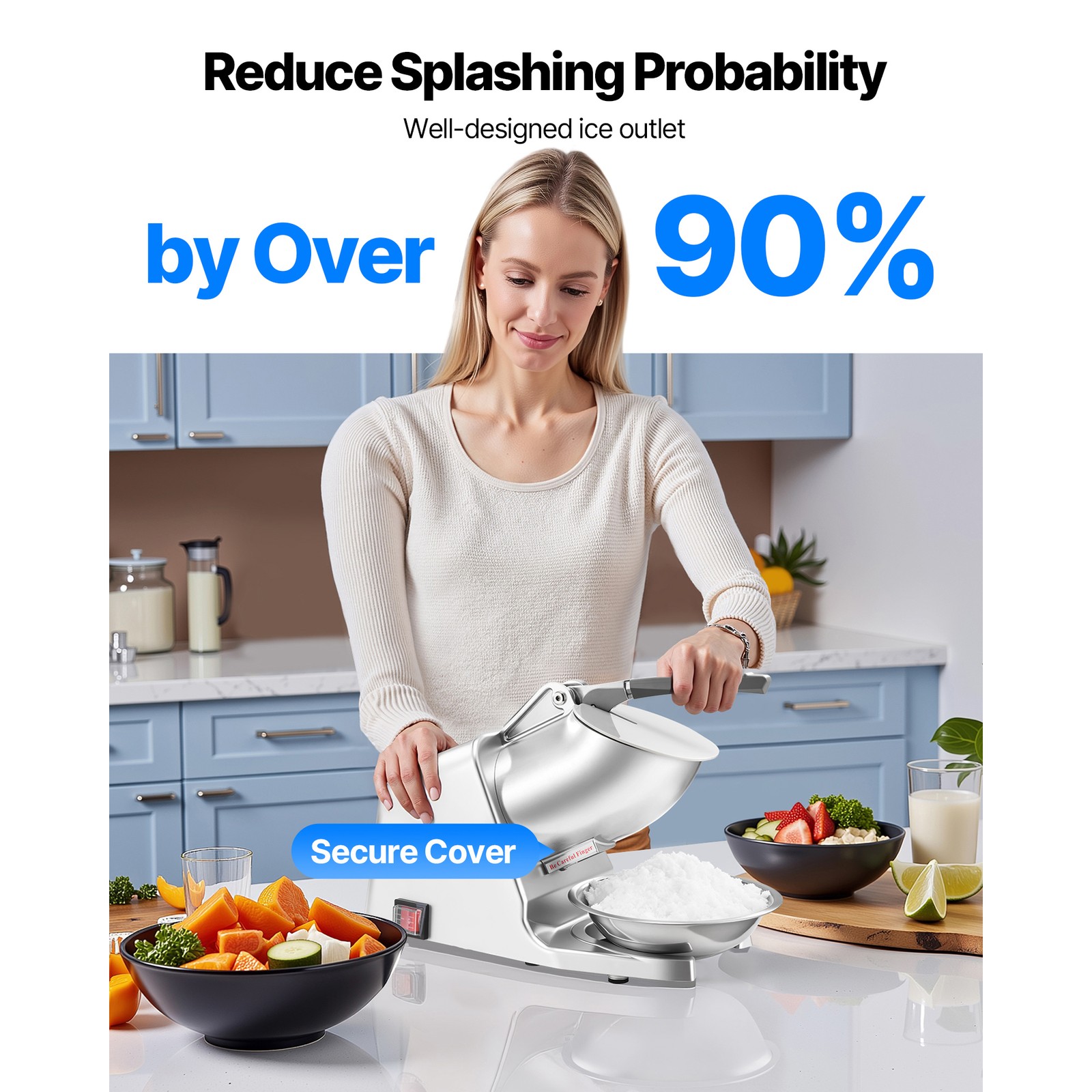 Uimoso Electric Ice Crusher Machine, 286LBS/H, Shaved Ice Maker, Silver