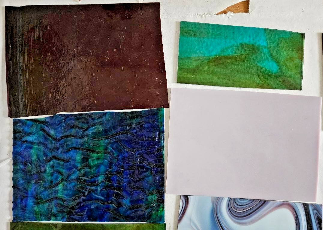 9 & 1/4 Pounds of Assorted Multicolor Stained-Glass Large Scraps/Sheets