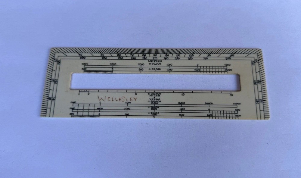 Vintage Original WW2 Ivorine 6" Rectangular Protractor Mk IV Map Measuring Tool