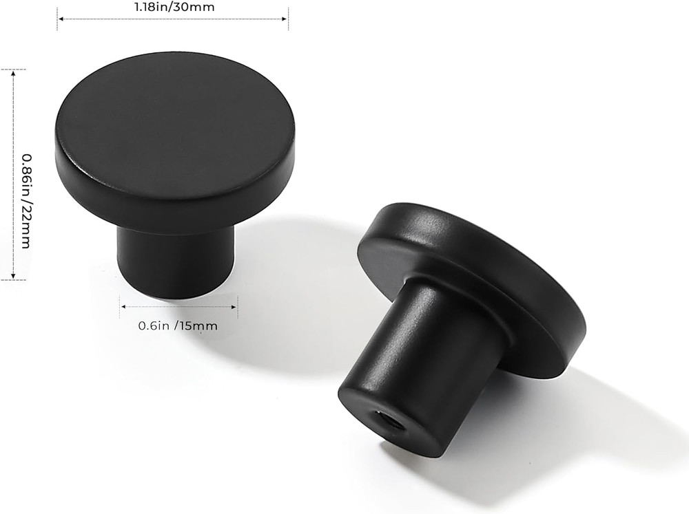 10 Pack Cabinet Knobs Black Kitchen Cabinet Knobs Round Dresser Drawer Knobs Mat