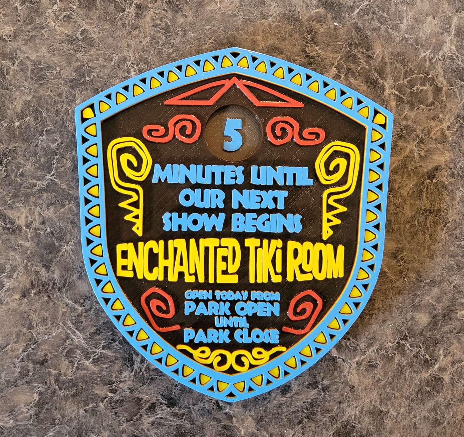 9 x 7.5 inch Enchanted Tiki Room Next Show Sign Adventureland Replica Plaque