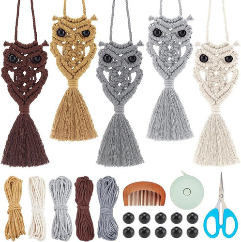 ACRNIGHEET 5PCS Macrame Kit for Adults Beginners brown, beige, gray, white