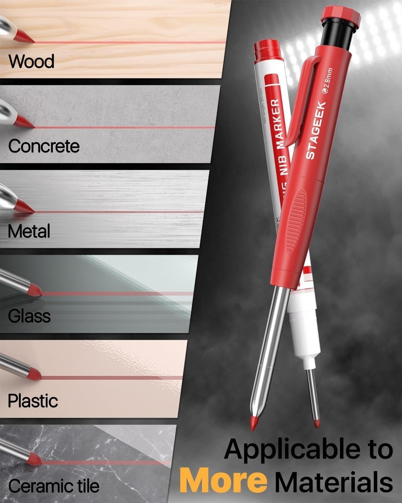 2PCS Carpenter Pencils with Sharpener Heavy Duty Woodworking Tools Me...
