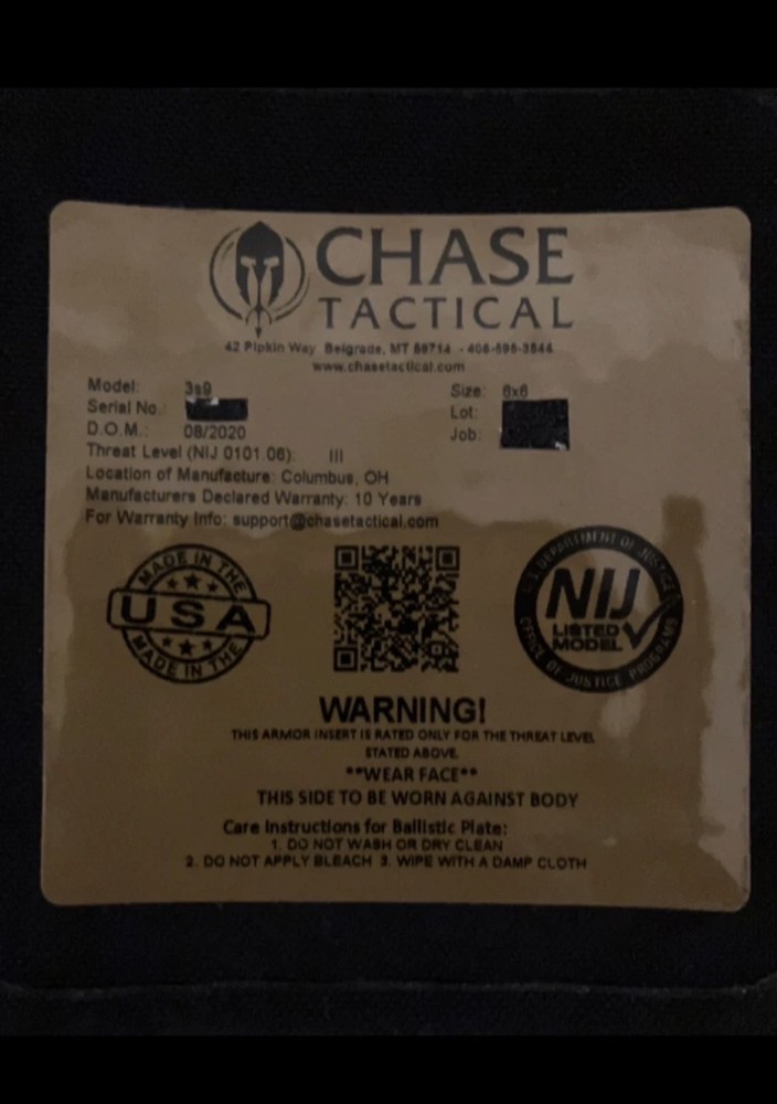Highcom 3S9 Level III++ 6x6 Strike Face Side SAPI Ballistic Body Armor Plates