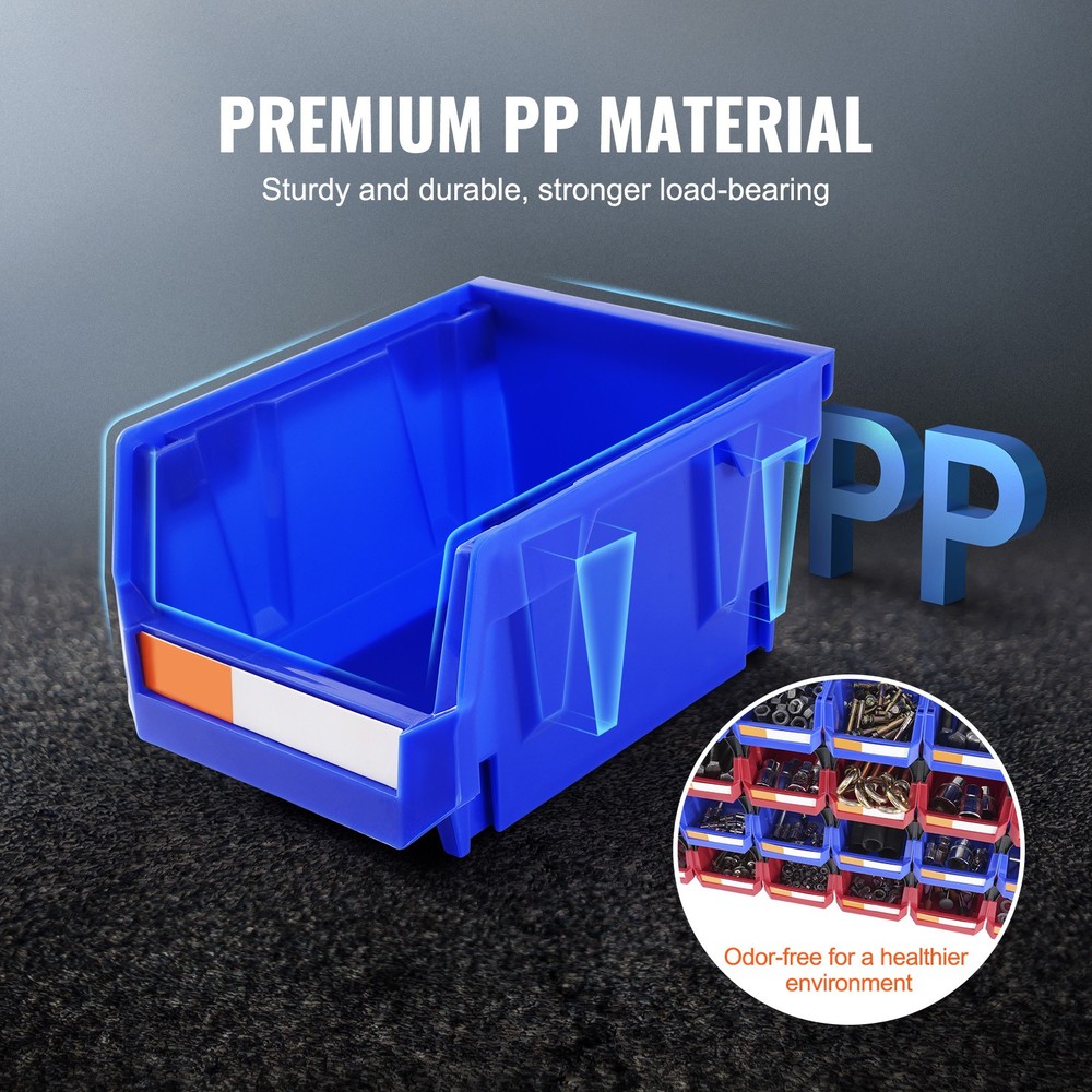 Uimoso Hanging Stackable Storage Bin Plastic Organizer Garage Box 24PCS Blue/Red