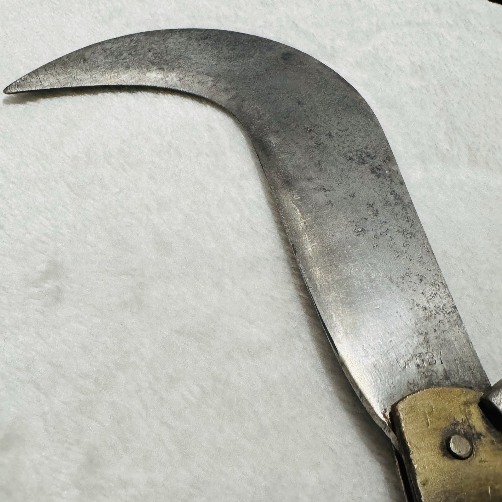 Whitby-Foreign-Roncola-Pruning-Thatcher-Bill-Hook-Knife-W/-Brown-Wooden-Handle