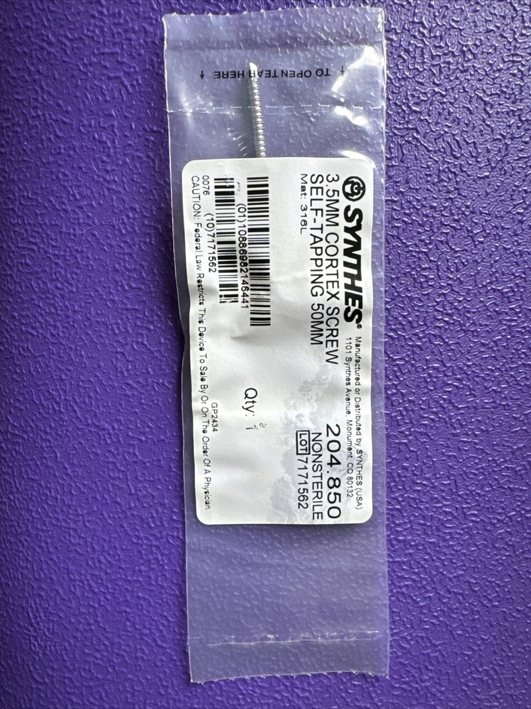 Synthes 3.5MM Cortex Screw Self-Tapping 55MM 204.855