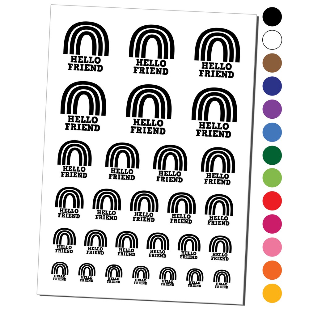 Hello Friend Fun Rainbow Temporary Tattoo Water Resistant Set