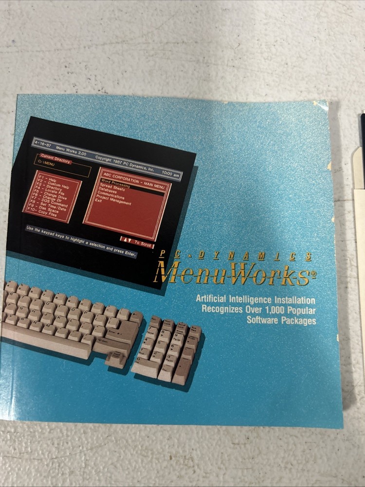 Vintage PC Dynamics Menu Works 5.25” Floppy Disk Software Complete With Manual