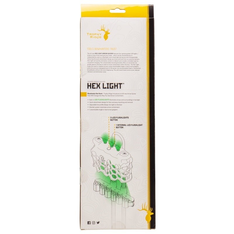 Hex Light 5 Arrow Quiver LED Lights Quick Attachment Adjustable Bow Accessory US