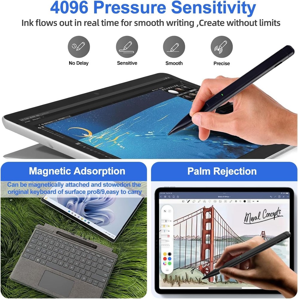 Slim Pen 2 for Microsoft Surface with 4096 Pressure, Eraser & Right-Click.