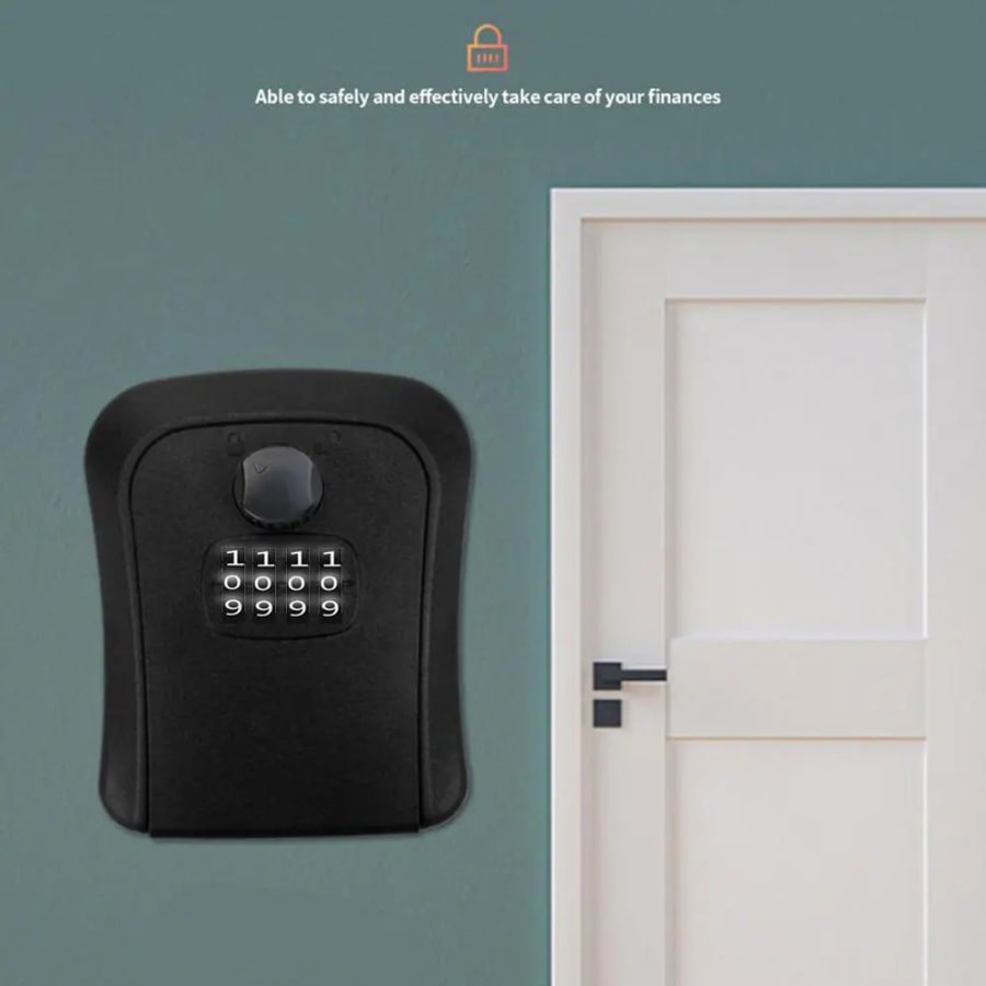 Key Lock Box 4-Digit Code Waterproof Wall Mounted Outdoor Key Storage