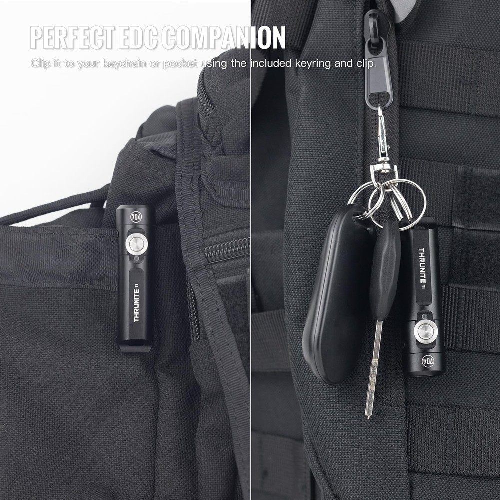 ThruNite Ti Keychain Flashlight, Customized Edition with 704 Black Cool White