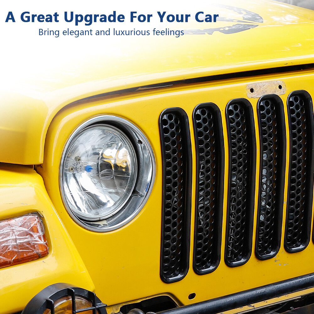 Honeycomb Mesh Front Grill Inserts for 1997-2006 Jeep Wrangler TJ Unlimited 7PCS